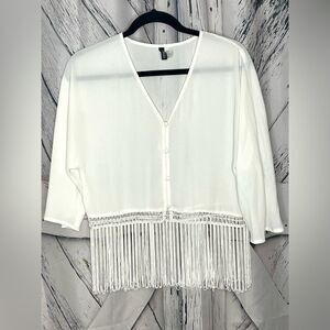 H&M Divided Sheer Fringe Top B-Neck S